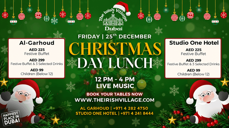 Christmas Day at The Irish Village Studio City in Dubai